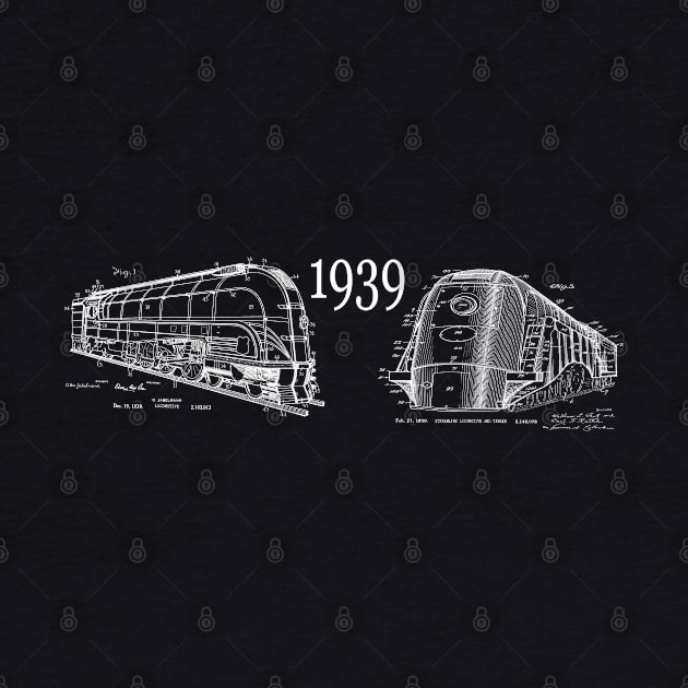 Vintage Locomotive Passenger Trains US Patents 1939 by MadebyDesign